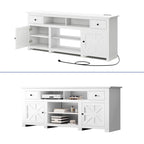 Moasis 70 Farmhouse TV Stand, Entertainment Center with Power Outlet for TVs Up to 80 Inch - 70L x 15.5W x 30H
