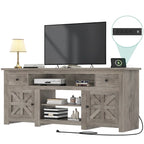 Moasis 70 Farmhouse TV Stand, Entertainment Center with Power Outlet for TVs Up to 80 Inch - 70L x 15.5W x 30H