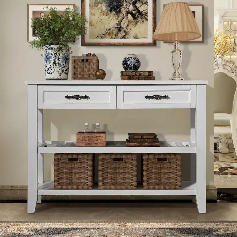 42 Console Sofa Table with Drawers and Tiers Shelves