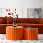 Modern Farmhouse Round Accent Nesting Side Coffee Table Set (Set of 2)