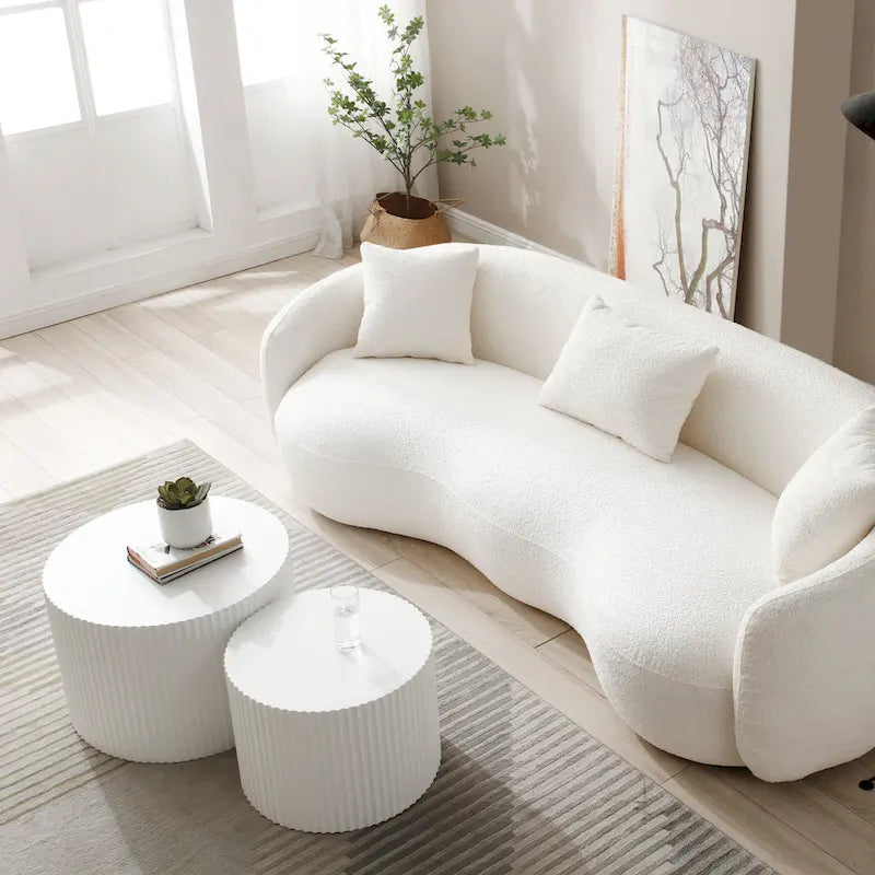 Modern Farmhouse Round Accent Nesting Side Coffee Table Set (Set of 2)