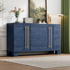 Wood Sideboard with Adjustable Shelves and Gold Handles