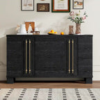 Wood Sideboard with Adjustable Shelves and Gold Handles