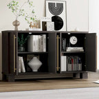 Wood Sideboard with Adjustable Shelves and Gold Handles