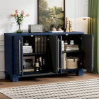 Wood Sideboard with Adjustable Shelves and Gold Handles