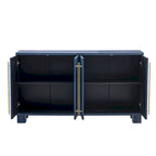 Wood Sideboard with Adjustable Shelves and Gold Handles