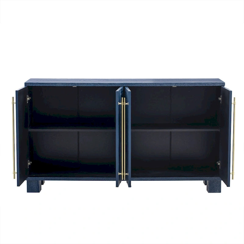 Wood Sideboard with Adjustable Shelves and Gold Handles
