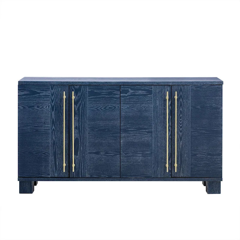 Wood Sideboard with Adjustable Shelves and Gold Handles