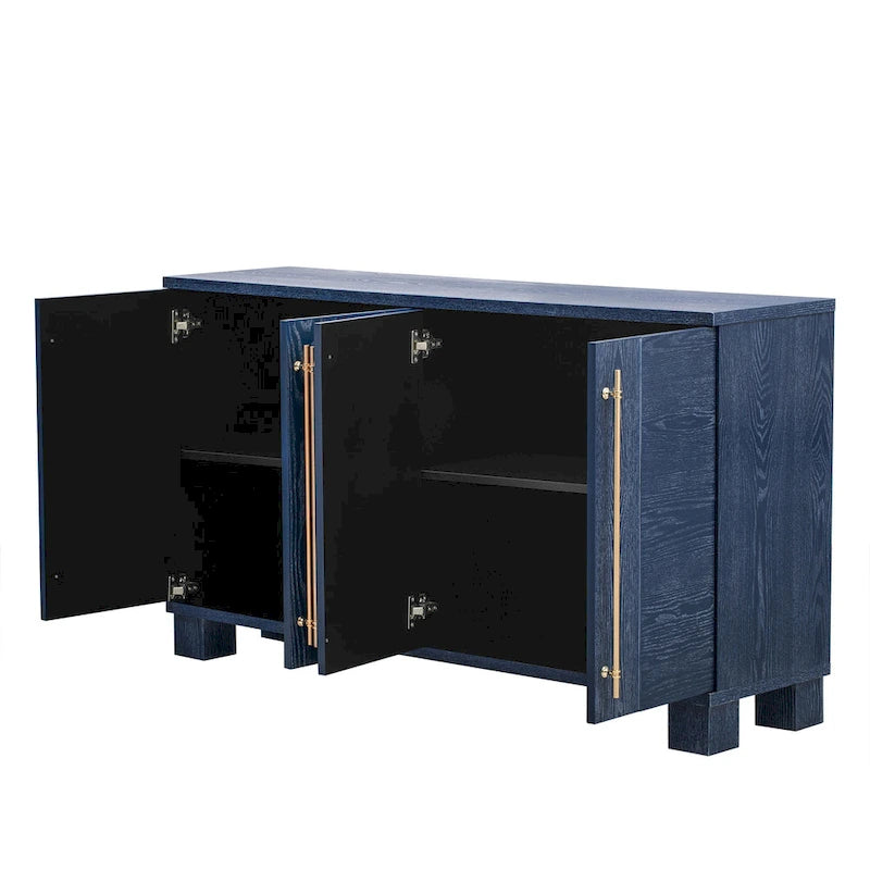 Wood Sideboard with Adjustable Shelves and Gold Handles