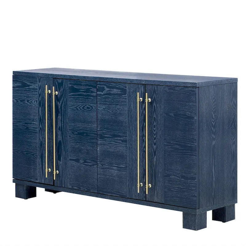 Wood Sideboard with Adjustable Shelves and Gold Handles