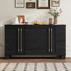 Wood Sideboard with Adjustable Shelves and Gold Handles
