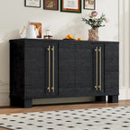 Wood Sideboard with Adjustable Shelves and Gold Handles
