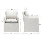 Linen 25 Upholstered Swiveling Rolling Dining Chairs with Casters