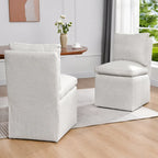Linen 25 Upholstered Swiveling Rolling Dining Chairs with Casters