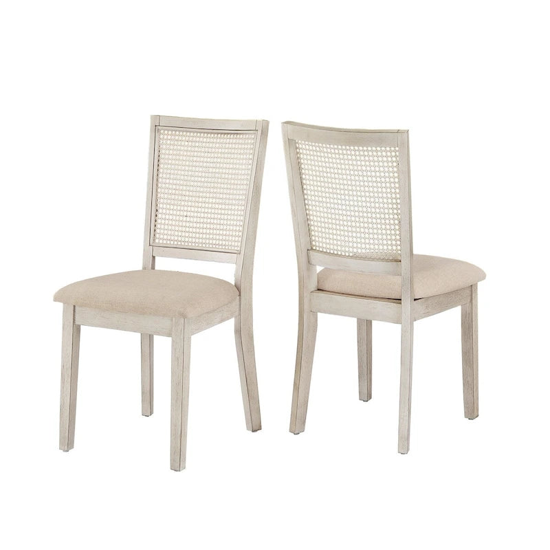 Eleanor Beige Linen Rattan Dining Chairs (Set of 2) by iNSPIRE Q Classic