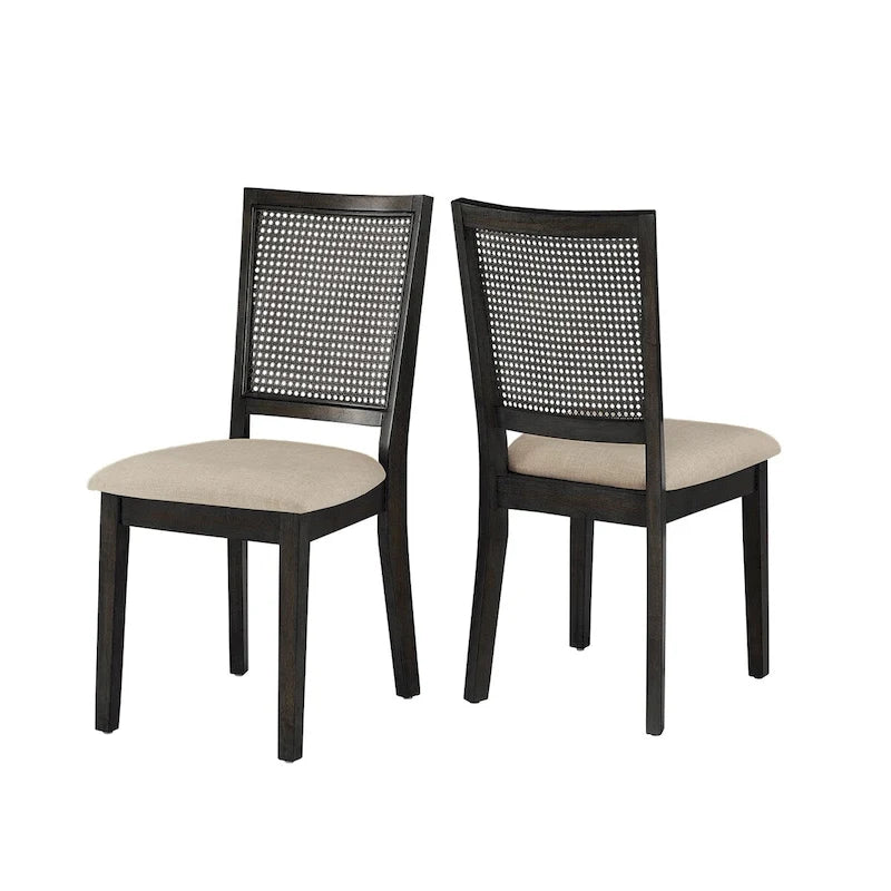 Eleanor Beige Linen Rattan Dining Chairs (Set of 2) by iNSPIRE Q Classic