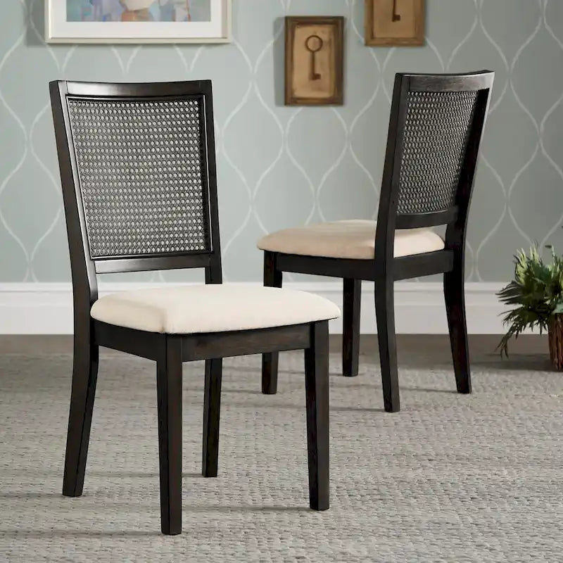 Eleanor Beige Linen Rattan Dining Chairs (Set of 2) by iNSPIRE Q Classic