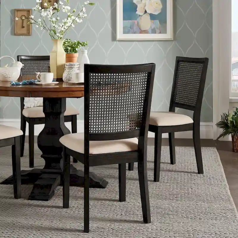 Eleanor Beige Linen Rattan Dining Chairs (Set of 2) by iNSPIRE Q Classic