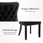 Velvet Upholstered Wingback Dining Chairs Set of 2