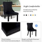 Velvet Upholstered Wingback Dining Chairs Set of 2