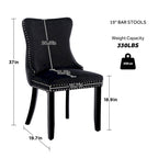 Velvet Upholstered Wingback Dining Chairs Set of 2