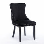 Velvet Upholstered Wingback Dining Chairs Set of 2