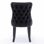 Velvet Upholstered Wingback Dining Chairs Set of 2