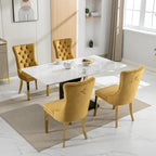 Set of 2 Velvet Dining Chairs with Nailhead Trim and Gold-Plated Legs