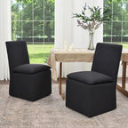 KINWELL 21 Performance Fabric Upholstered Dining Side Chair with Casters (Set of 2)
