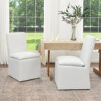 KINWELL 21 Performance Fabric Upholstered Dining Side Chair with Casters (Set of 2)