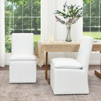 KINWELL 21 Performance Fabric Upholstered Dining Side Chair with Casters (Set of 2)