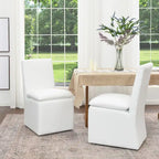 KINWELL 21 Performance Fabric Upholstered Dining Side Chair with Casters (Set of 2)