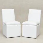 KINWELL 21 Performance Fabric Upholstered Dining Side Chair with Casters (Set of 2)