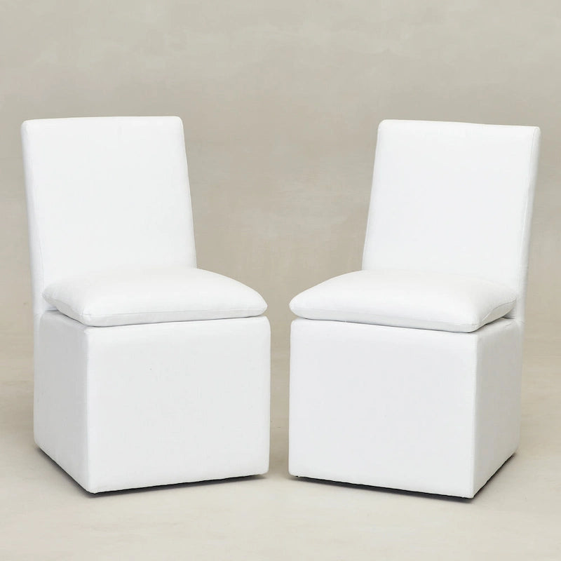 KINWELL 21 Performance Fabric Upholstered Dining Side Chair with Casters (Set of 2)