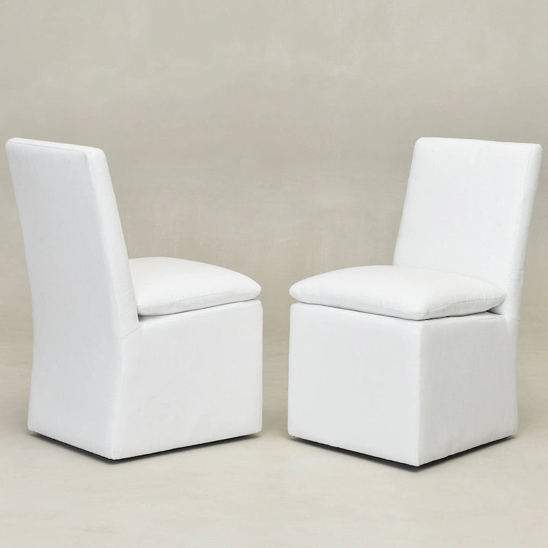 KINWELL 21 Performance Fabric Upholstered Dining Side Chair with Casters (Set of 2)