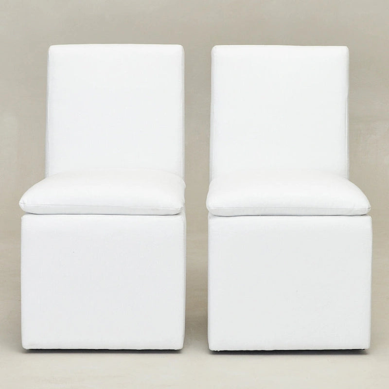 KINWELL 21 Performance Fabric Upholstered Dining Side Chair with Casters (Set of 2)
