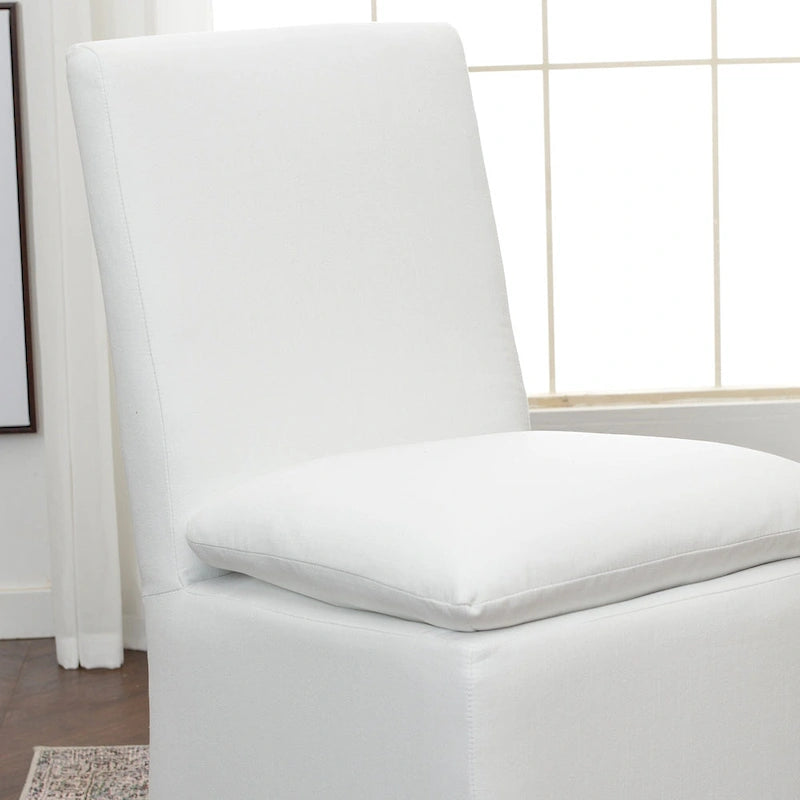 KINWELL 21 Performance Fabric Upholstered Dining Side Chair with Casters (Set of 2)