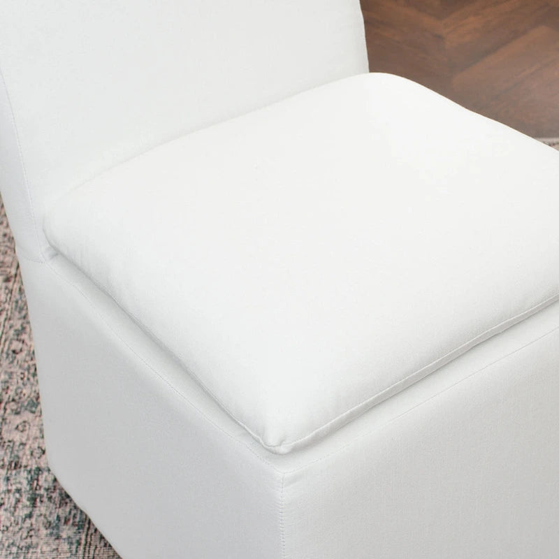 KINWELL 21 Performance Fabric Upholstered Dining Side Chair with Casters (Set of 2)