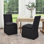 KINWELL 21 Performance Fabric Upholstered Dining Side Chair with Casters (Set of 2)