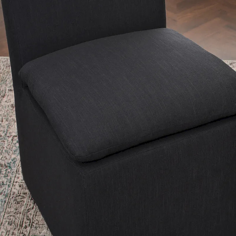 KINWELL 21 Performance Fabric Upholstered Dining Side Chair with Casters (Set of 2)