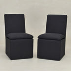 KINWELL 21 Performance Fabric Upholstered Dining Side Chair with Casters (Set of 2)