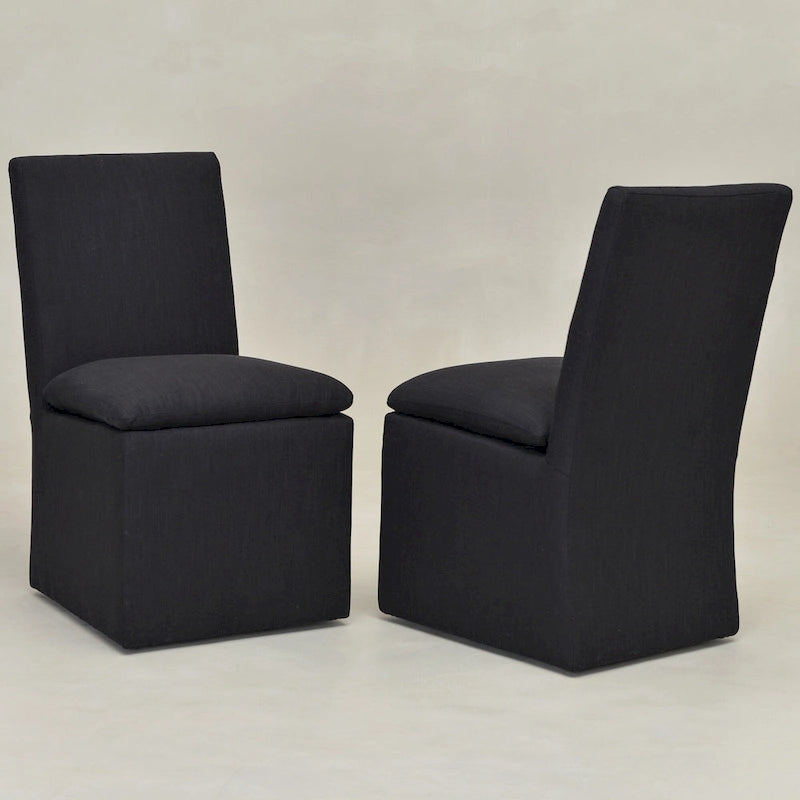 KINWELL 21 Performance Fabric Upholstered Dining Side Chair with Casters (Set of 2)