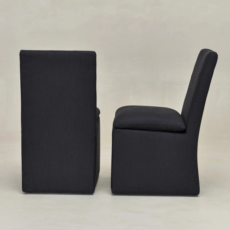 KINWELL 21 Performance Fabric Upholstered Dining Side Chair with Casters (Set of 2)