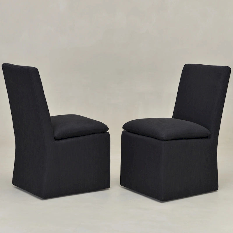 KINWELL 21 Performance Fabric Upholstered Dining Side Chair with Casters (Set of 2)