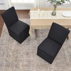 KINWELL 21 Performance Fabric Upholstered Dining Side Chair with Casters (Set of 2)
