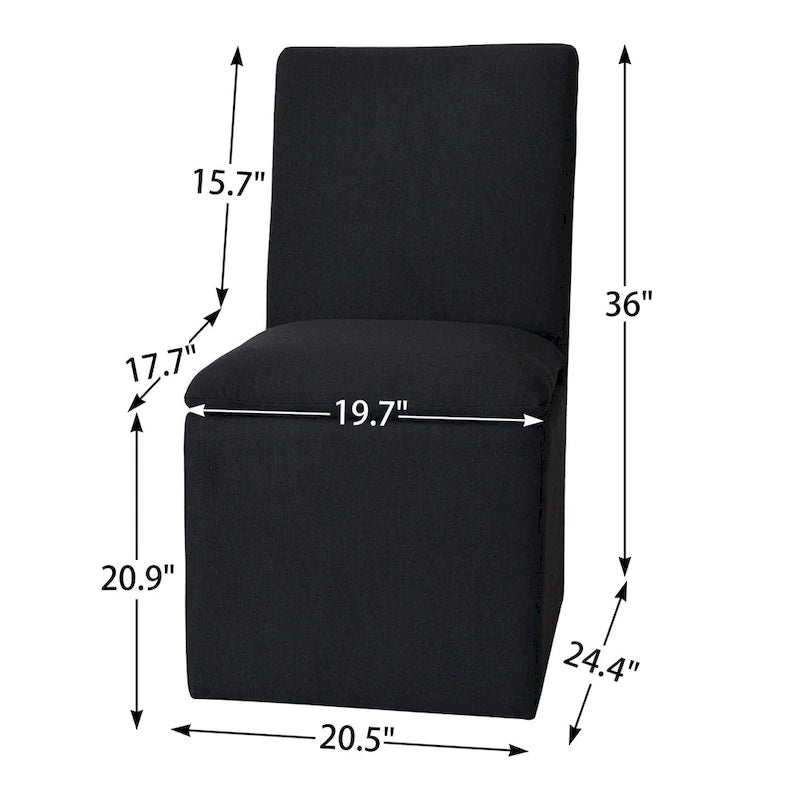 KINWELL 21 Performance Fabric Upholstered Dining Side Chair with Casters (Set of 2)