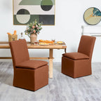 KINWELL 21 Performance Fabric Upholstered Dining Side Chair with Casters (Set of 2)