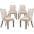 Wingback Upholstered Dining Chairs Set of 2, Fabric Side Dining Room Chairs with Tufted Button