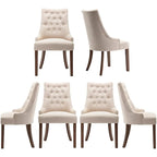 Wingback Upholstered Dining Chairs Set of 2, Fabric Side Dining Room Chairs with Tufted Button