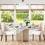 Wingback Upholstered Dining Chairs Set of 2, Fabric Side Dining Room Chairs with Tufted Button